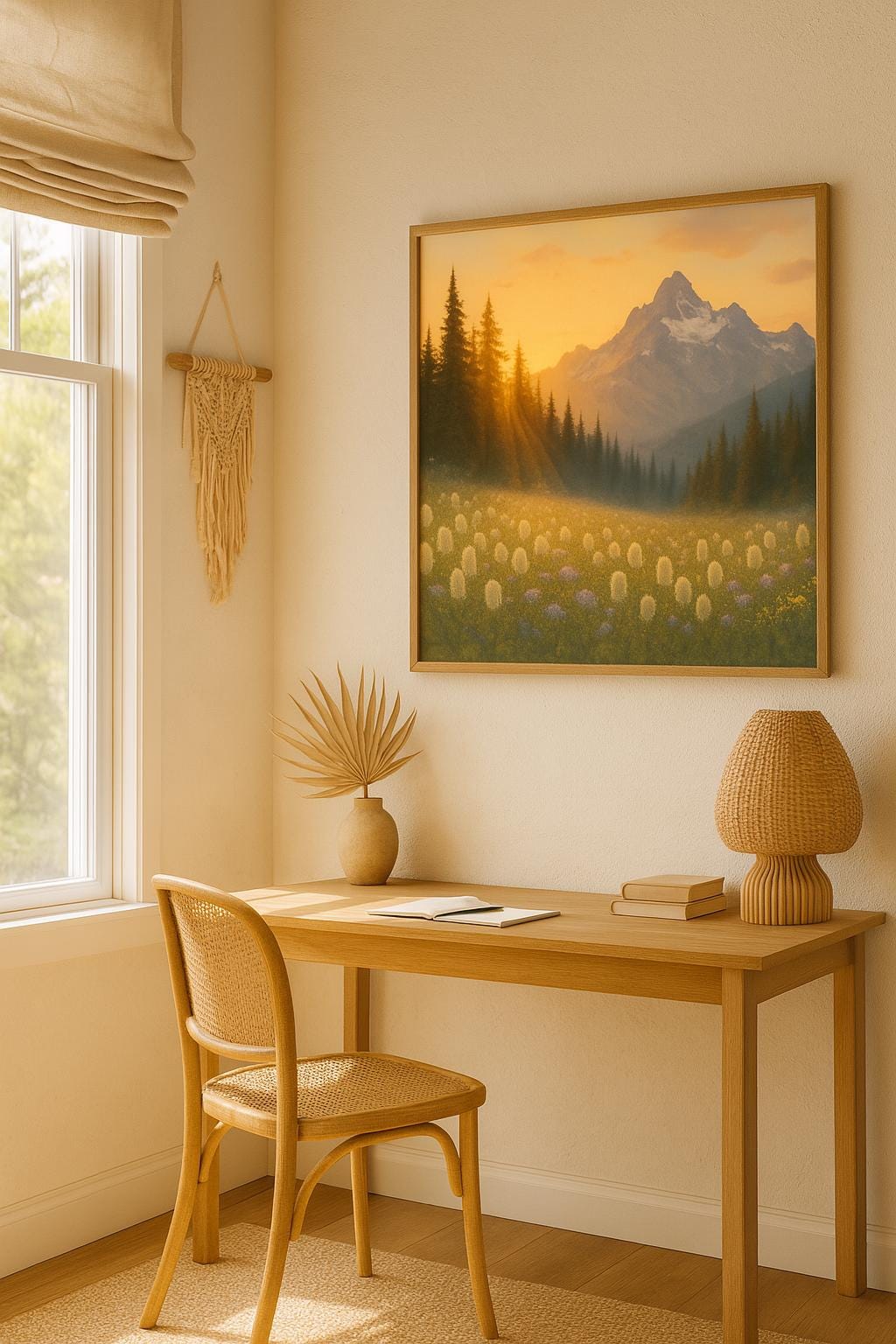 Alpine Sunset Landscape Print: Wildflower Meadow, Mountain Scenery (Digital Download)