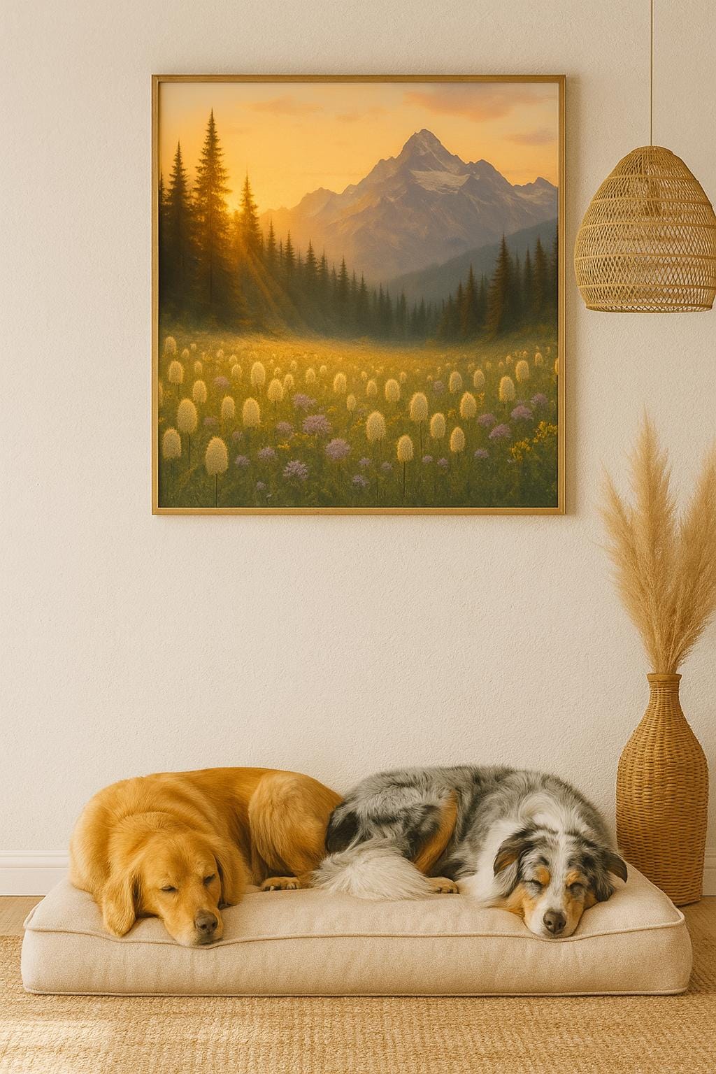 Alpine Sunset Landscape Print: Wildflower Meadow, Mountain Scenery (Digital Download)