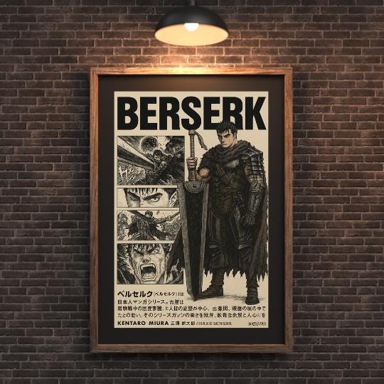 Berserk Manga Poster: Guts, Griffith, Anime Wall Art (Digital Download