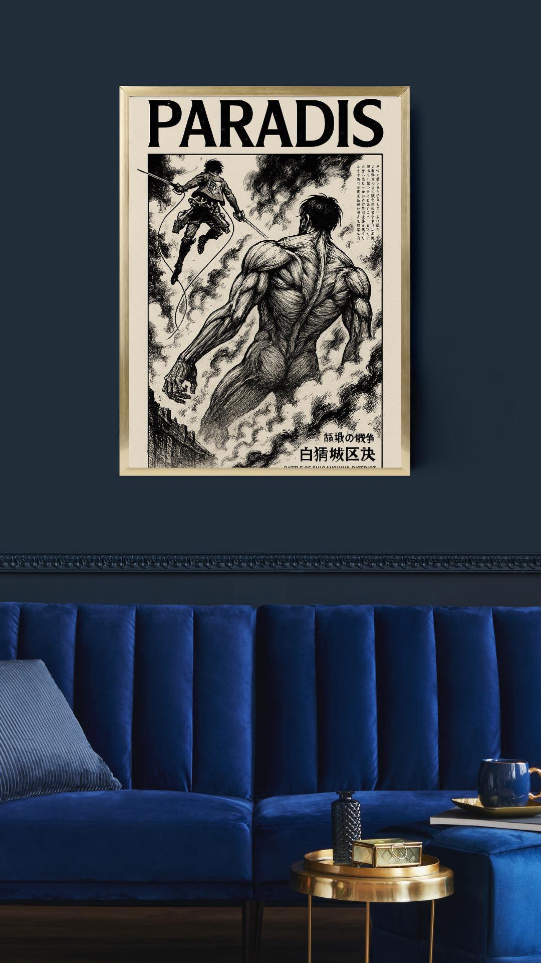 Attack on Titan Manga Panel Poster Print, AoT Anime Wall Decor, Eren Yeager, Levi Ackerman, Colossal Titan, Minimalist Vintage Retro Gift