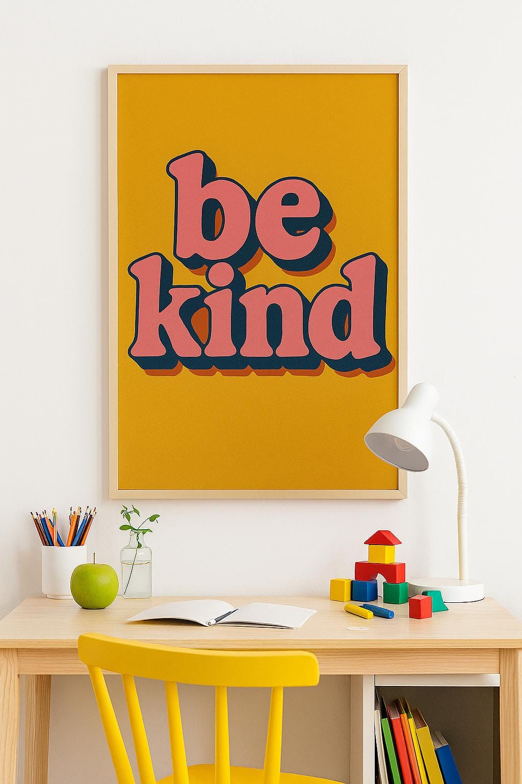 Be Kind Retro Poster: 70s Vintage Typography, Positive Quote (Digital Download)