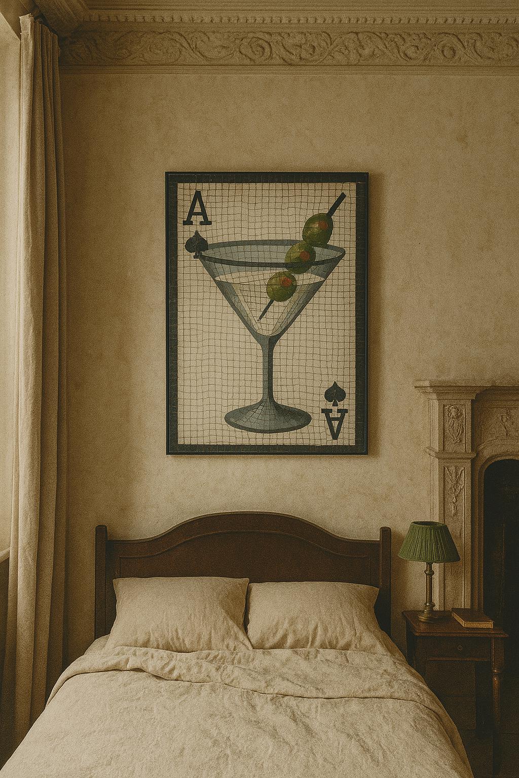 Ace of Spades Martini Art Print: Mosaic Cocktail Decor (Digital Download