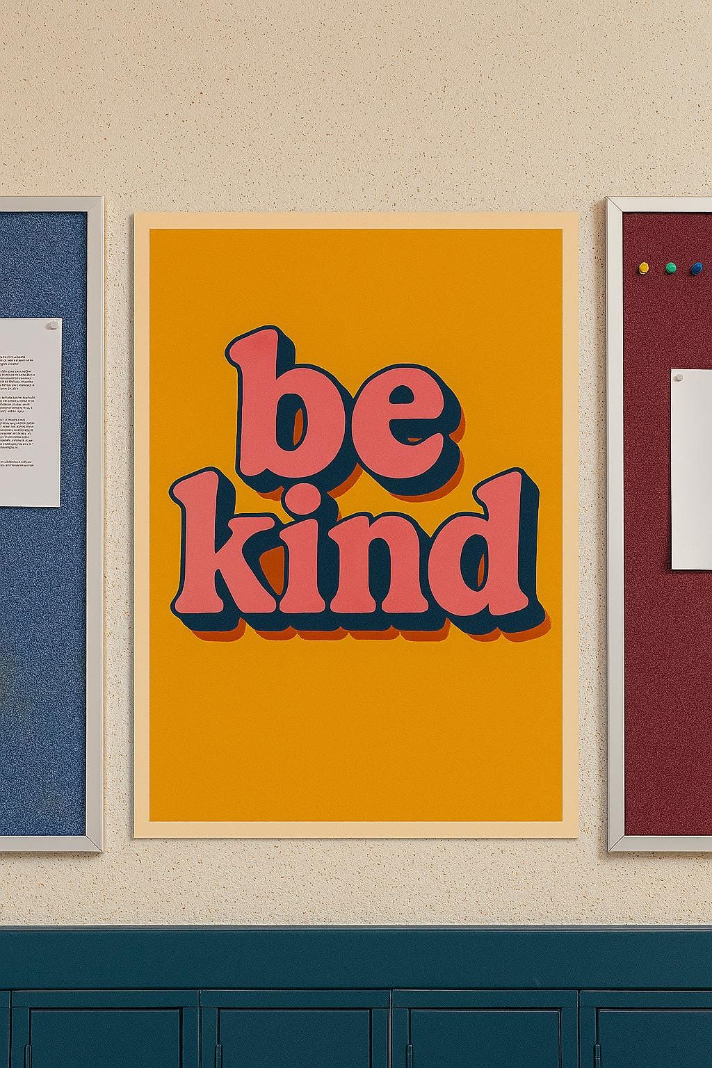 Be Kind Retro Poster: 70s Vintage Typography, Positive Quote (Digital Download)